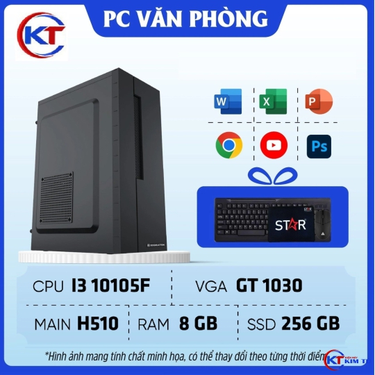 PC Văn Phòng | I3 10105F/RAM 8GB/SSD 256GB/VGA GT 1030, Intel