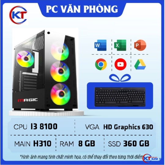 PC Văn Phòng | I3 8100/ RAM 8GB/ SSD 360GB, Intel